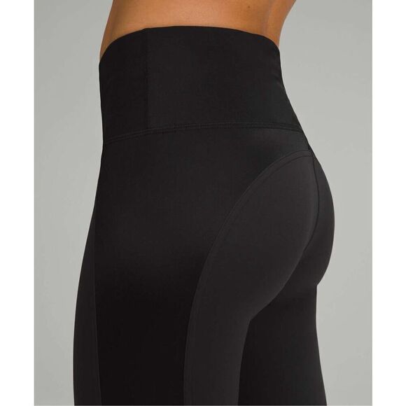 Lululemon Wunder Train High Rise Tight 28" Black Satin Panels W5GC5S Size 6 EUC - Picture 2 of 10
